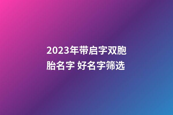 2023年带启字双胞胎名字 好名字筛选
